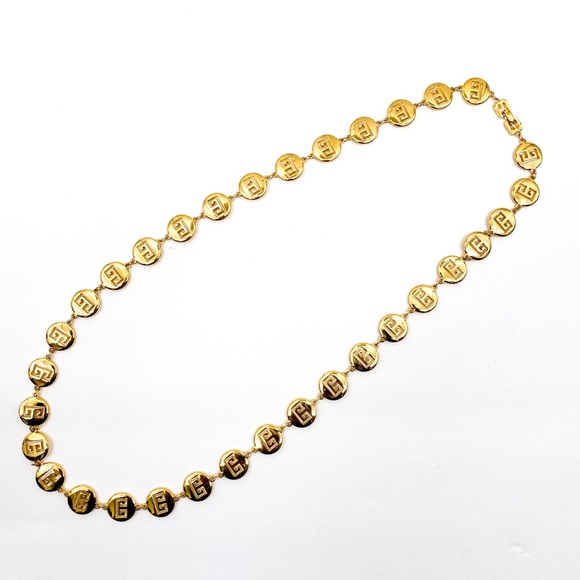 GIVENCHY Vintage Gold Tone Logo Link Necklace - Picture 6 of 10